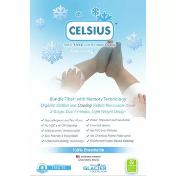 6 Inches Celsius Organic Cotton 2-Stage Crib Mattress with Cooling Technology Bundle of Dreams