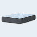 Perspective view of the Destin Cove 15 Inch Plush Mattress by Ashley with breathable quilted top and grey borders.

