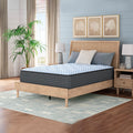 Destin Cove 15 Inch Plush Mattress on a light wood bed frame in a modern, coastal-themed bedroom.
