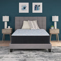 Side angle of the 14-inch firm Elite Springs mattress on an adjustable bed foundation in a stylishly decorated modern bedroom.
