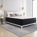 Brighton Copper Euro Top Mattress in a modern bedroom setting styled on a white platform bed frame.
