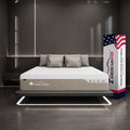 Americanstar plush memory foam mattress in bedroom setting with its convenient mattress-in-a-box shipping carton.