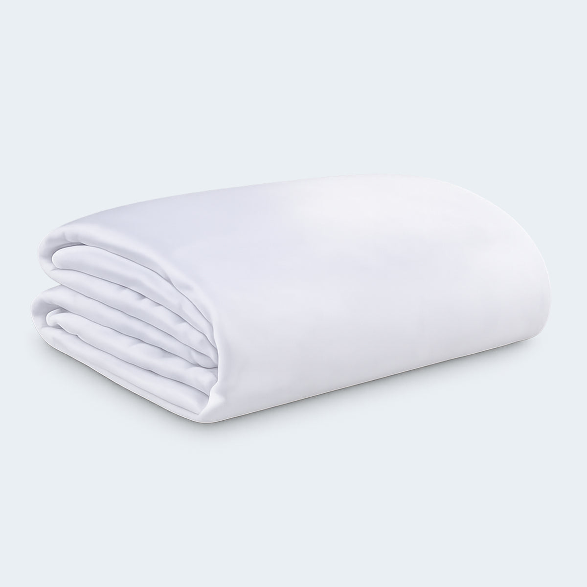Neatly folded Basic Kids Mattress Protector by BEDGEAR showcasing the soft, lightweight white protective fabric.