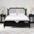Venus Williams Legend Hybrid Mattress in bedroom setting, front view of the 14-inch profile on a cream frame.
