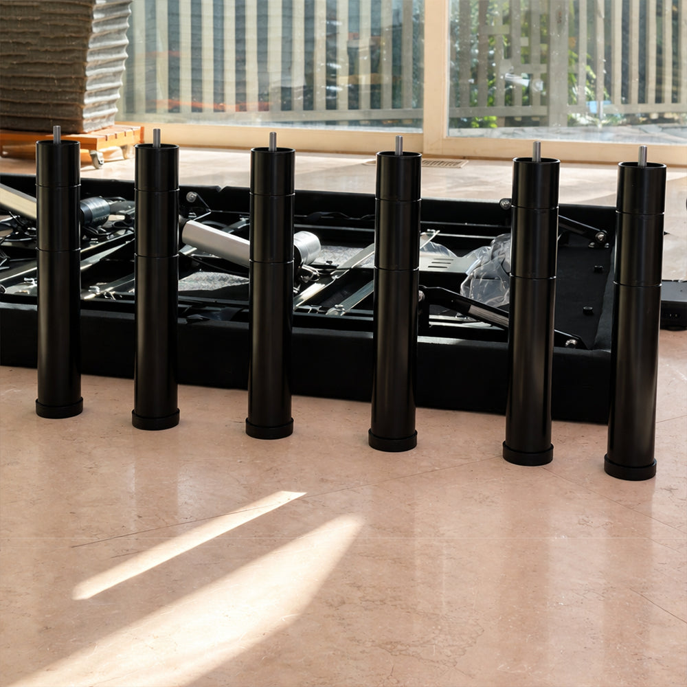 Six-piece set of adjustable height legs for the Customatic Dreamsense The Harmony motorized bed base.
