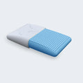 Blu Sleep Dream high-profile pillow featuring blue perforated memory foam and a breathable Micro Tencel cover.
