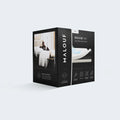 Malouf Encase 360 mattress protector packaging featuring complete 6-sided waterproof protection.
