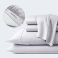 GhostBed GhostSheets set in white featuring GhostGrip elastic band for a secure, cooling fit.