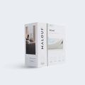 Malouf Prime Mattress Protector box highlighting liquid-proof and hypoallergenic features for clean sleep.
