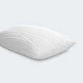 Essentials Memory Foam Blend Pillow by South Bay with a breathable, wavy textured white cover for cool sleep.
