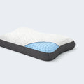 South Bay contoured shoulder pillow cutaway showing blue cooling gel memory foam for breathable, ergonomic support.

