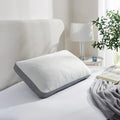 Sleeptone IceTone cooling memory foam pillow with breathable honeycomb cover and gray mesh gusset.
