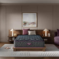 Simmons Beautyrest World Class Level Three 14.75" Plush Mattress in a modern, luxury bedroom setting.
