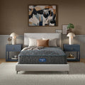 Simmons Beautyrest Core Level Two Extra Firm mattress on a modern bed for maximum back and stomach support