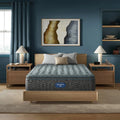 Simmons Beautyrest Core 14.25 Inch Medium Pillow Top Mattress in a modern bedroom lifestyle setting.
