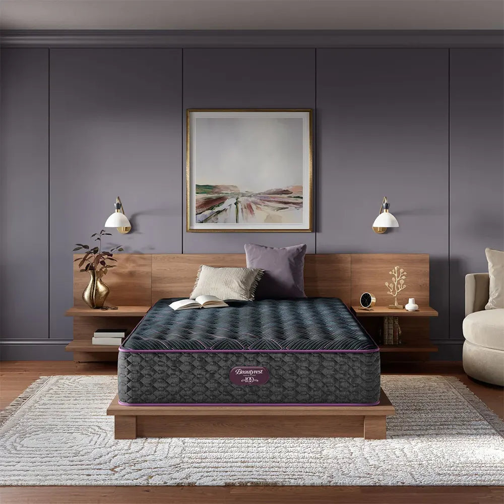 Simmons Beautyrest World Class 14.5" Medium Firm Mattress in a luxury modern bedroom setting.
