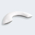 Crescent-shaped BEDGEAR Body Pillow with white textured performance fabric and breathable grey mesh sides.
