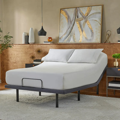 Baselogic Pearl Adjustable Base, Wireless, Active Lumbar Support, Pillow Tilt, Dual-Zone Resonance Massage, Bluetooth App Control, 850 lb Capacity by Serta