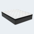 Angled view of the Cool Caress Copper Euro Top Hybrid Mattress showcasing the supportive build and modern design.