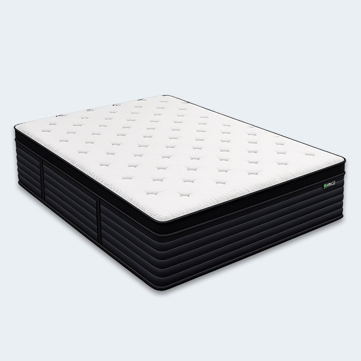 Angled view of the Aspen Cool Latex Hybrid Mattress showcasing the plush quilted sleep surface.