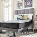 Comfort Plus 10 Inch Medium Mattress corner view on an adjustable base, showing the 10-inch supportive profile layers.