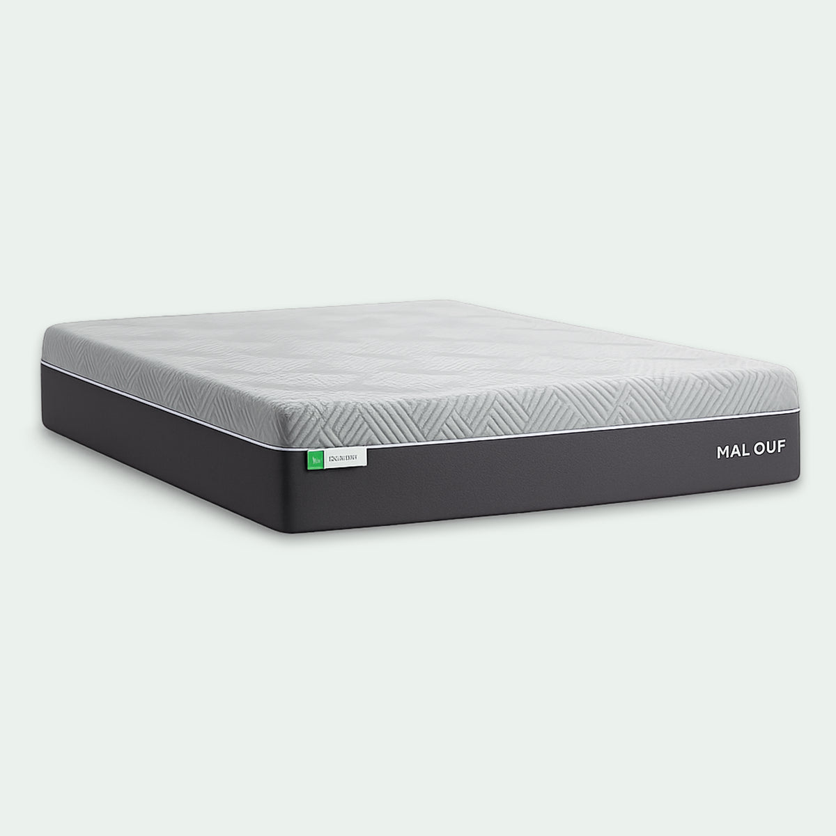 Side view of the Polaris 12" Aeroflex Hybrid Mattress with a textured grey top and sleek charcoal base.