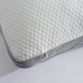Close-up of Sleeptone IceTone cooling pillow removable cover with durable zipper and snowflake logo.
