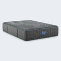 Simmons Beautyrest Level Two 14 Inch Plush Mattress with a grey and teal contouring comfort cover.
