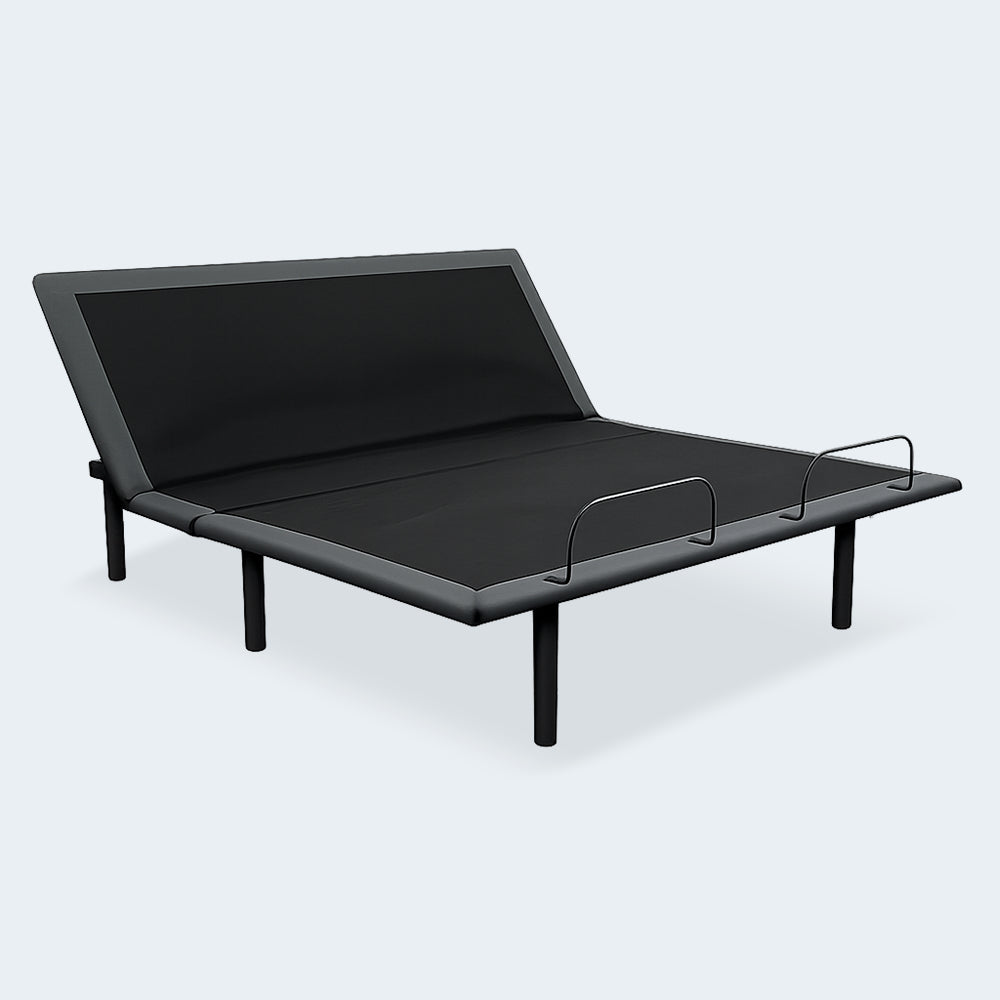 Customatic Dreamsense The Balance motorized bed frame with head section raised for reading or anti-snore relief.
