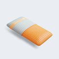 Perspective view of the Vitality Memory soy pillow with ventilated foam and a removable, washable padded cover.

