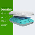 Exploded view of GhostPillow layers including Ghost Ice cover and phase-change cooling support core.
