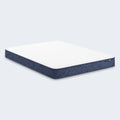 8 inch Serta Perfect Day Medium Mattress featuring a breathable quilted white top and blue border.