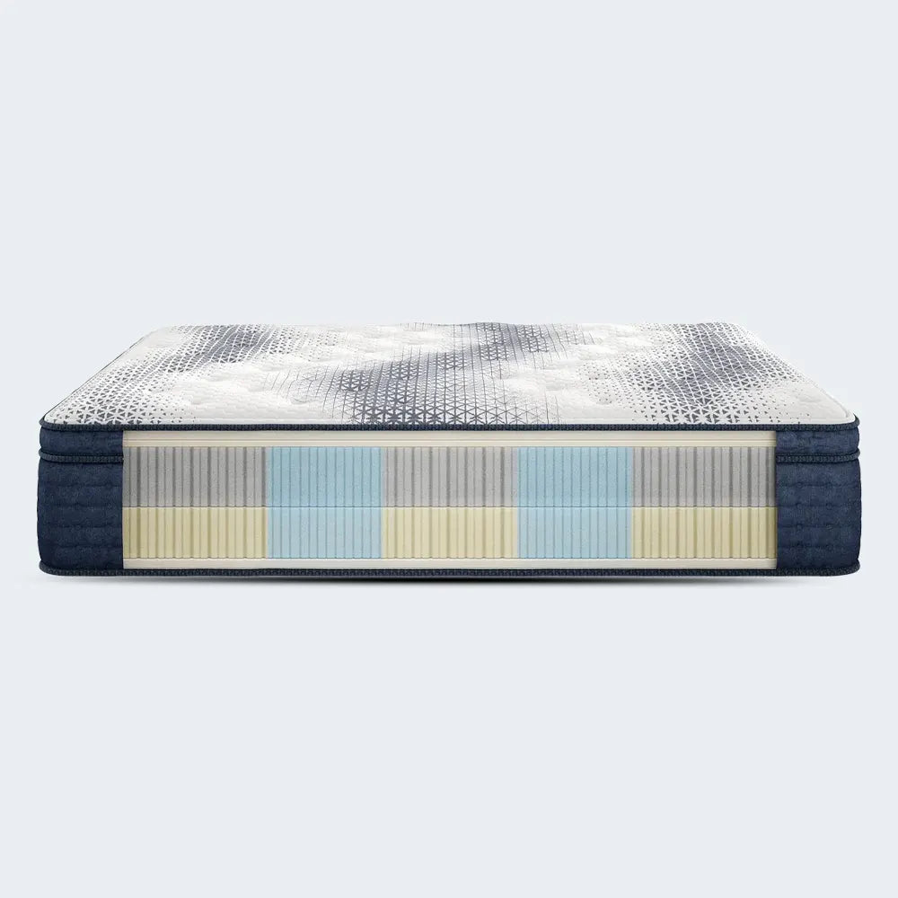 5-zone support system cross-section of the Serta iComfortPRO Buckingham latex foam mattress.