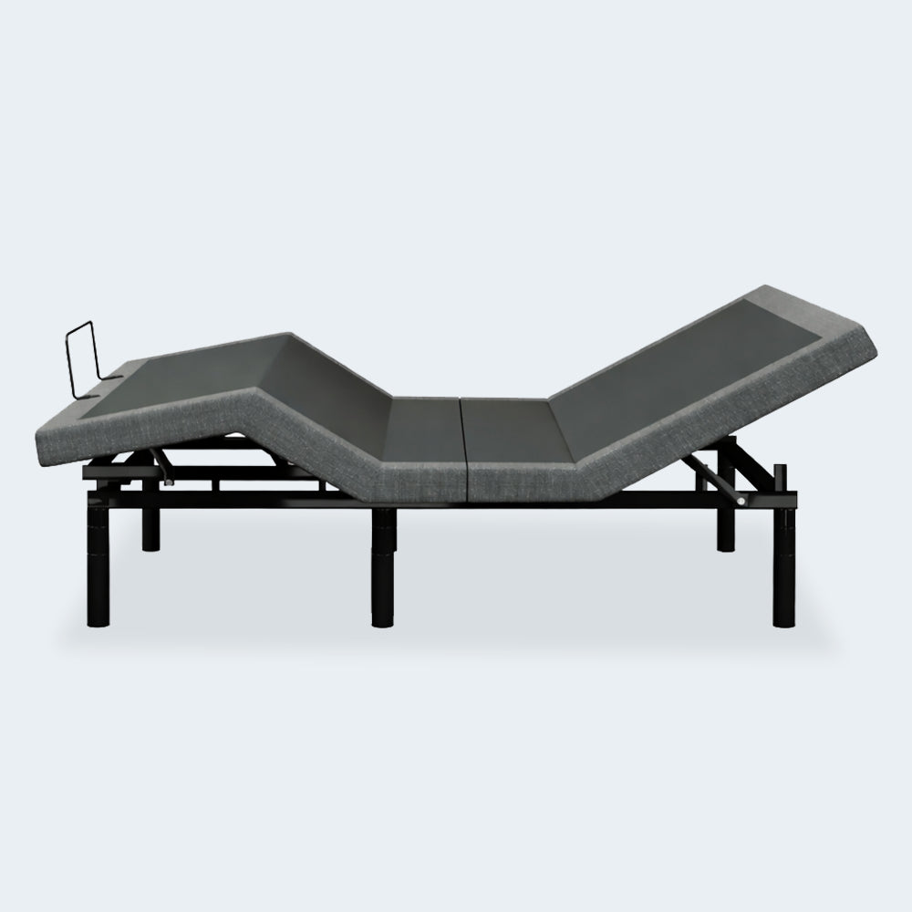 Side view of the iDealBed Smart 3i adjustable base showing articulated head and foot elevation for personalized sleep comfort and acid reflux support.

