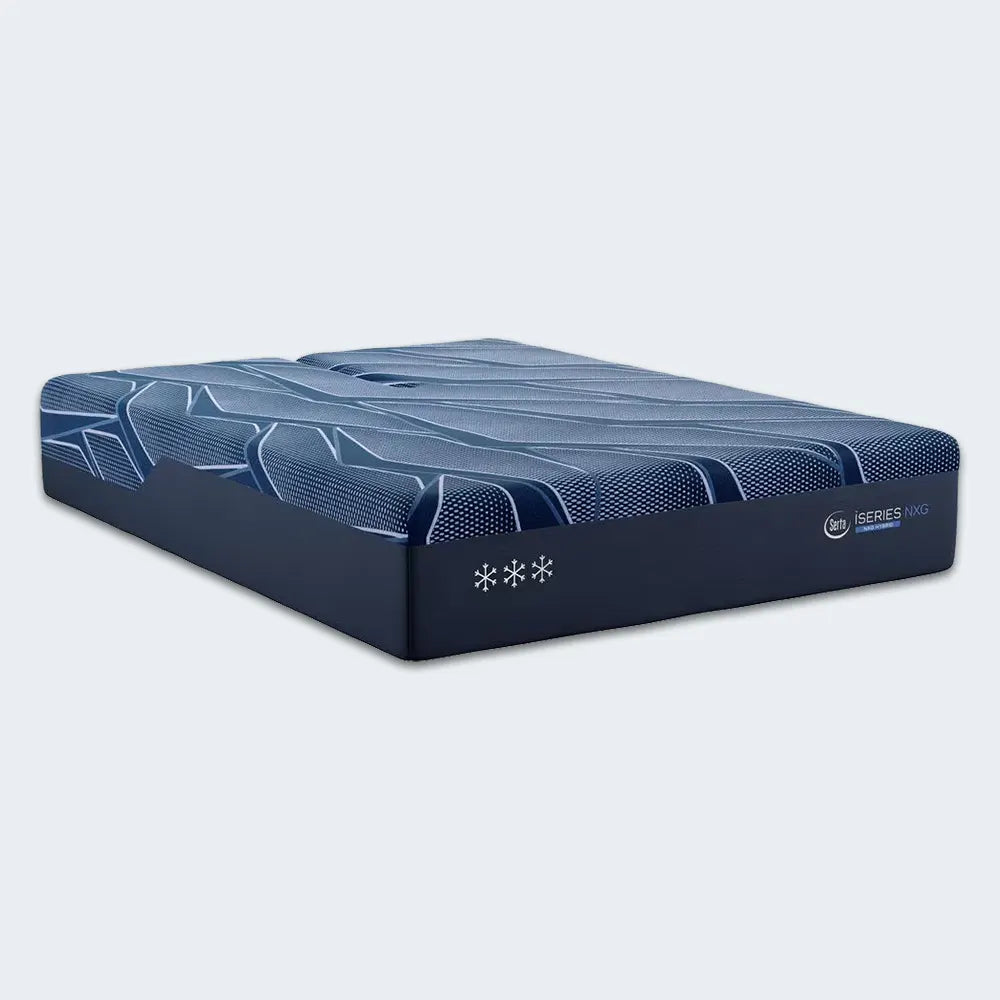 Perspective view of Serta iSeries NXG 4500 13.5 inch ultra plush hybrid mattress with cooling tech.
