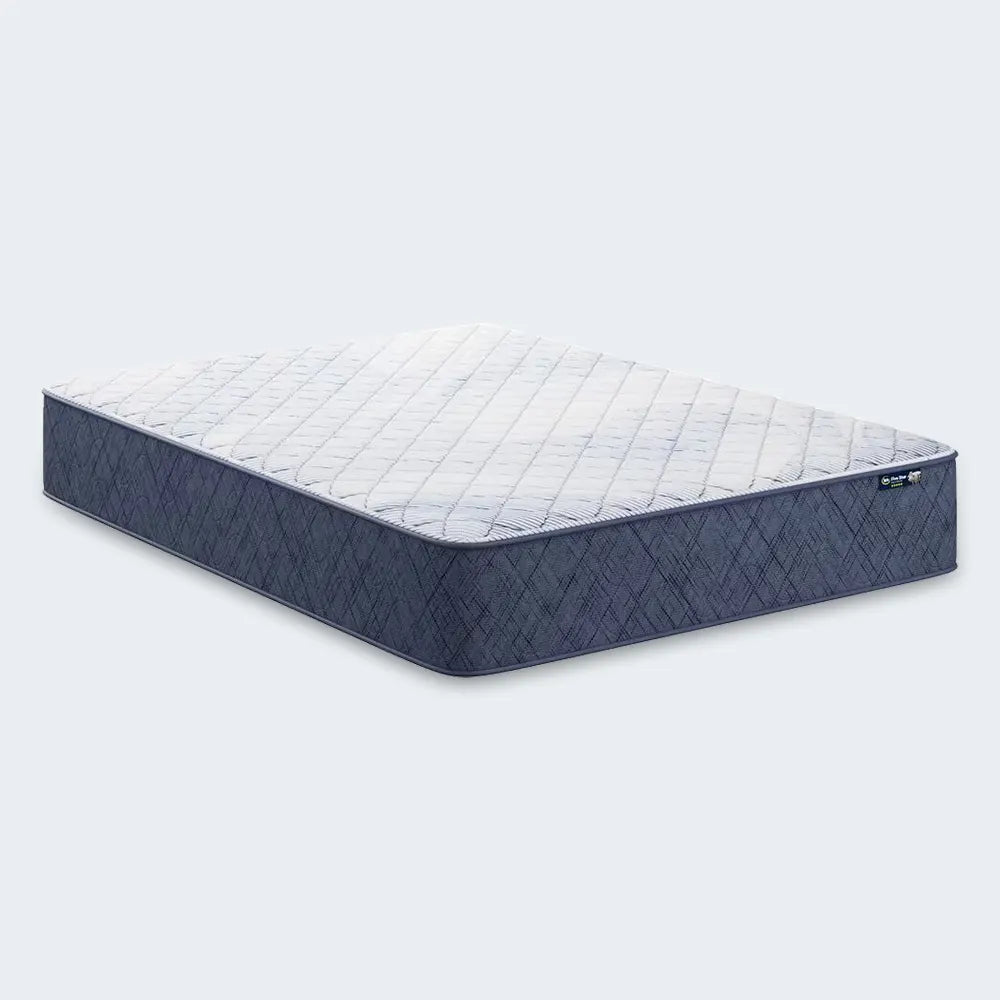 Perspective view of the Serta Perfect Day 12 inch firm mattress with a quilted breathable top.
