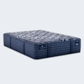 Serta Perfect Sleeper Pro Paris 15 inch latex hybrid mattress featuring a dark blue quilted design and cooling top.
