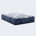 Serta Perfect Sleeper Pro Dublin 14 inch latex hybrid medium mattress with blue textured sides and cooling top.

