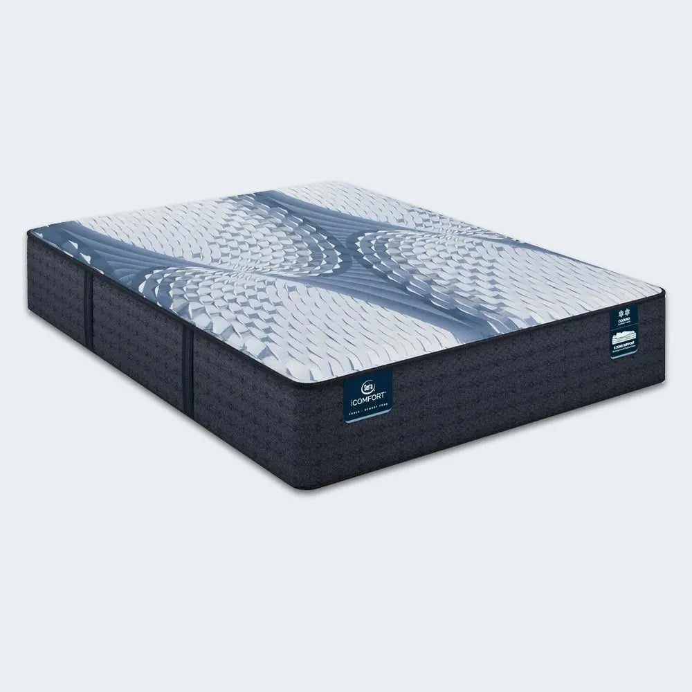 Serta iComfort Aspire 14" medium mattress featuring a smooth tight top and cooling memory foam support.
