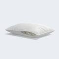 White South Bay Luxury Resort Pillow featuring a breathable damask striped cover and adjustable loft.
