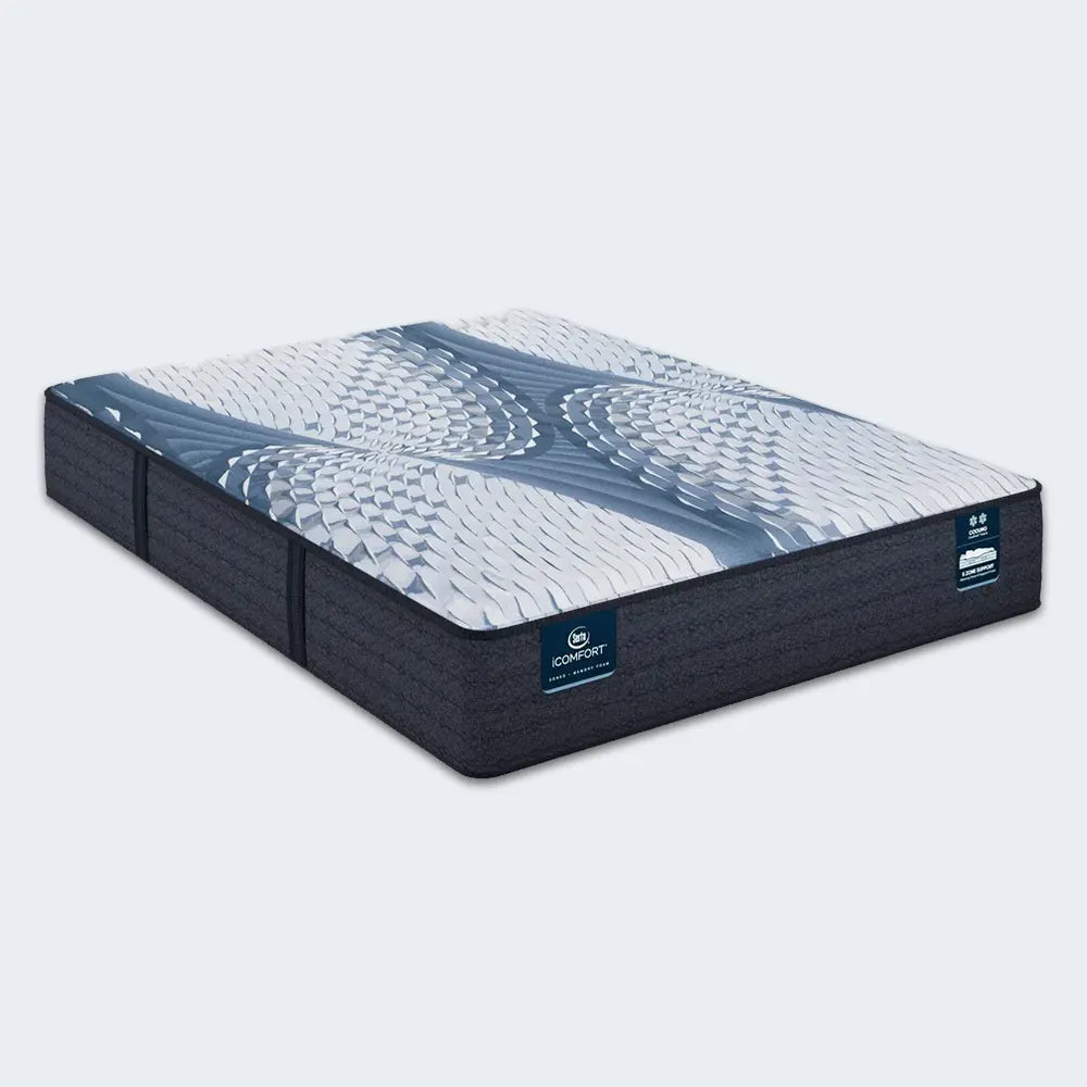 Serta iComfort Elana Firm mattress with cooling fabric and 5-zone support for targeted back and neck comfort.
