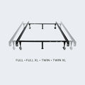 Malouf Twin and Full adjustable metal bed frame with versatile sizing for Twin XL and Full XL mattresses.
