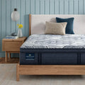 Side view of the Serta Edinburgh 15 inch plush pillow top hybrid mattress with premium cooling fabric.
