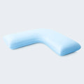Ergonomic blue Gel Dough memory foam L-shape pillow core providing targeted neck and shoulder support.
