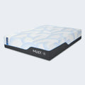 WellFlex Ice 12 inch mattress by MLILY featuring ActiveTemp cooling technology and a blue wave pattern.
