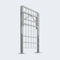 Foldable Malouf metal bed frame foundation showing a compact, portable design for easy storage and moving.
