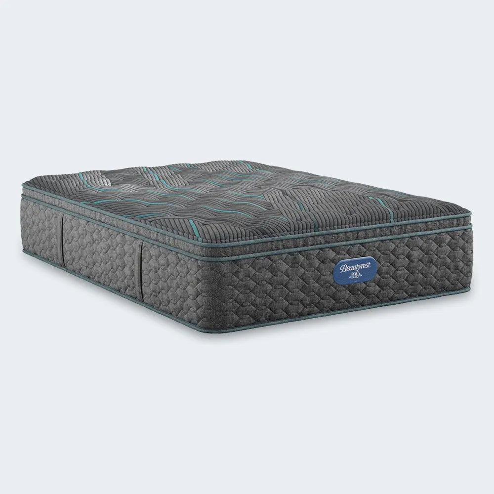 Simmons Beautyrest Level Two 14.75 Inch Plush Pillow Top Mattress with contouring comfort for side sleepers.
