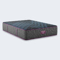 Simmons Beautyrest World Class 14.25 Inch Extra Firm Mattress with grey quilting and purple piping.
