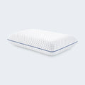 Malouf Weekender memory foam pillow with a plush white quilted cover for soft neck and head support.
