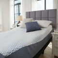 Symmetrical front view of the Millennium Luxury Gel Memory Foam Mattress by Ashley in a luxury bedroom, designed for superior cooling and motion isolation.
